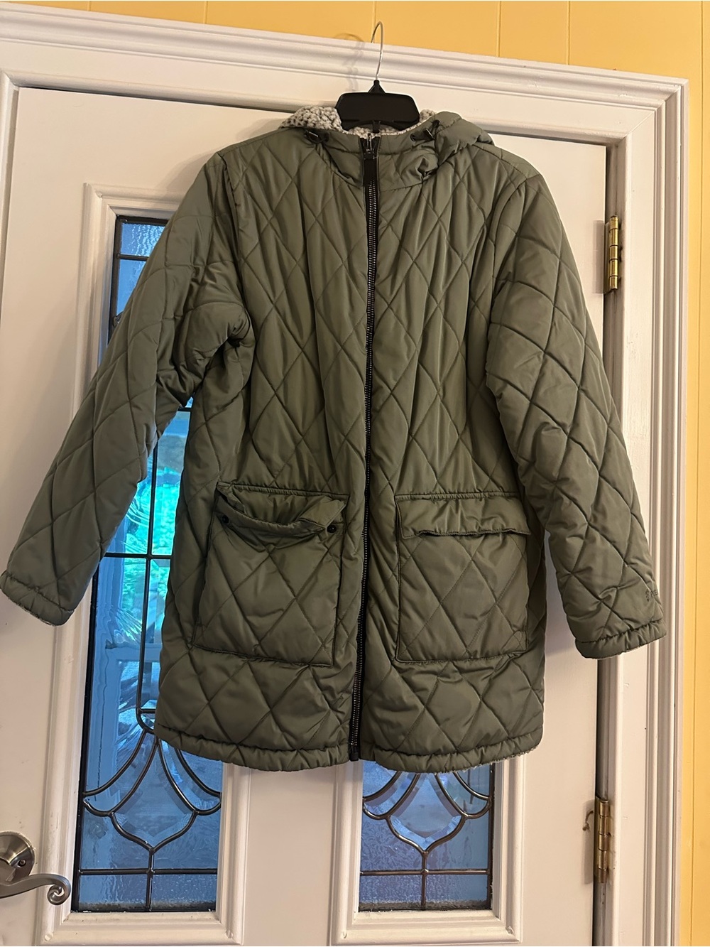 Free Country Quilted Hooded Puffer Jacket - Olive Green